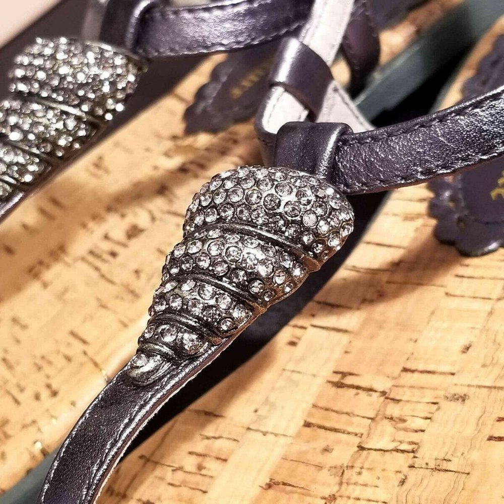Juicy Couture "Finny" Seashell Sandals Pewter NIB